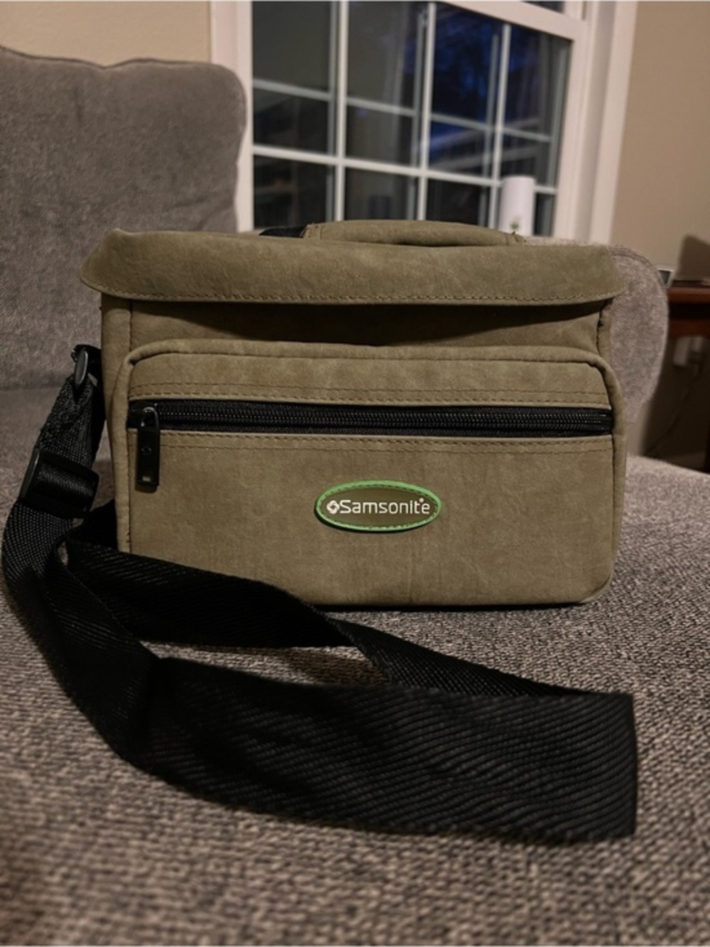 Samsonite Olive Green Messenger Camera Bag with Black Strap